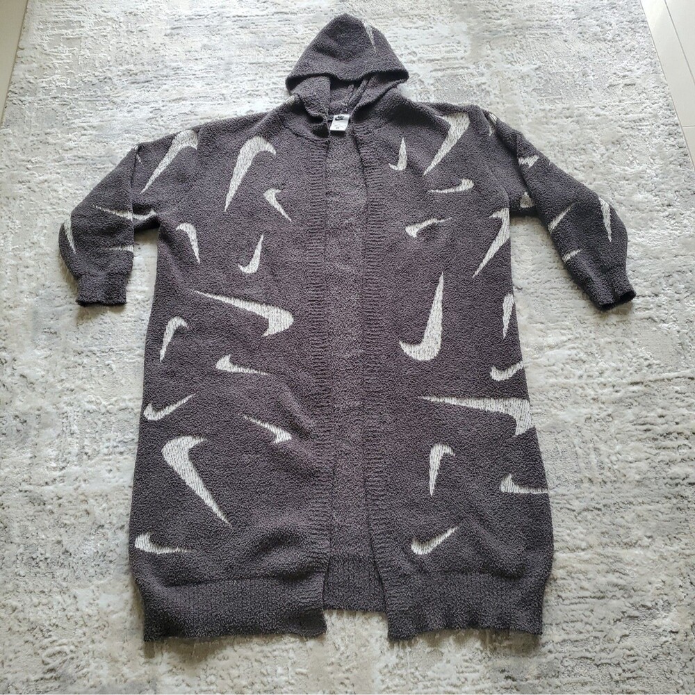 Nike Sportswear Phoenix Cozy Boucle Long Knit Cardigan Large FD4282-254 Gray